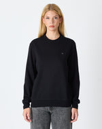 Unisex Siyah Gümüş Nakış Standart Kalıp Organik Pamuklu Sweatshirt