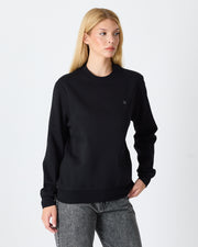 Unisex Siyah Gümüş Nakış Standart Kalıp Organik Pamuklu Sweatshirt