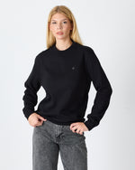Unisex Siyah Gümüş Nakış Standart Kalıp Organik Pamuklu Sweatshirt