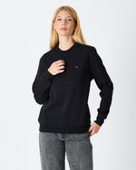 Unisex Siyah Gümüş Nakış Standart Kalıp Organik Pamuklu Sweatshirt