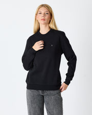 Unisex Siyah Gümüş Nakış Standart Kalıp Organik Pamuklu Sweatshirt