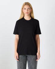 Unisex Siyah Nakışlı Standart Kalıp BCI Sertifikalı Pamuklu T-Shirt