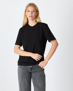 Unisex Siyah Nakışlı Standart Kalıp BCI Sertifikalı Pamuklu T-Shirt