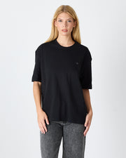 Unisex Silver Embroidered Oversized Crew Neck Organic Cotton T-Shirt-1010503