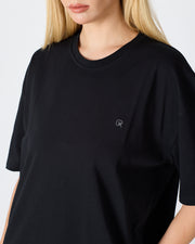 Unisex Silver Embroidered Oversized Crew Neck Organic Cotton T-Shirt-1010503