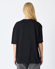Unisex White Appliqué Logo Organic Cotton Oversized Crew Neck T-shirt-10305R03