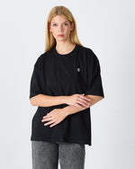 Unisex White Appliqué Logo Organic Cotton Oversized Crew Neck T-shirt-10305R03