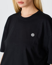 Unisex White Appliqué Logo Organic Cotton Oversized Crew Neck T-shirt-10305R03