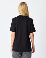 Unisex Siyah Beyaz Nakışlı Standart Kalıp Bisiklet Yaka Organik Pamuklu T-Shirt