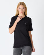 Unisex Siyah Beyaz Nakışlı Standart Kalıp Bisiklet Yaka Organik Pamuklu T-Shirt