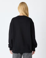 Unisex Siyah Gümüş Nakışlı Oversize Kalıp Organik Pamuklu Sweatshirt