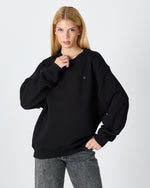 Unisex Siyah Gümüş Nakışlı Oversize Kalıp Organik Pamuklu Sweatshirt