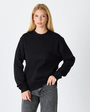 Unisex Black Embroidered Relaxed Fit Organic Cotton Sweatshirt -1011103