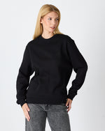 Unisex Black Embroidered Relaxed Fit Organic Cotton Sweatshirt -1011103