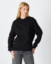 Unisex Black Embroidered Relaxed Fit Organic Cotton Sweatshirt -1011103
