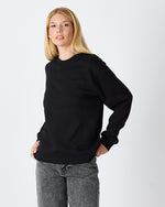 Unisex Black Embroidered Relaxed Fit Organic Cotton Sweatshirt -1011103