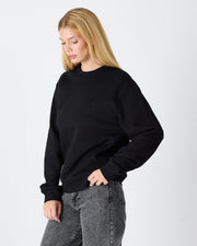 Unisex Black Embroidered Relaxed Fit Organic Cotton Sweatshirt -1011103