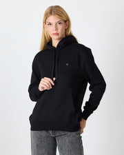 Unisex Silver Embroidered Hooded Organic Cotton Recycled Polyester Standard Fit Sweatshirt-1011003
