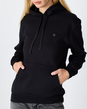 Unisex Silver Embroidered Hooded Organic Cotton Recycled Polyester Standard Fit Sweatshirt-1011003