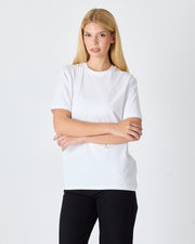 Unisex Beyaz Aplike Logo Detay Standart Kesim BCI Sertifikalı T-Shirt