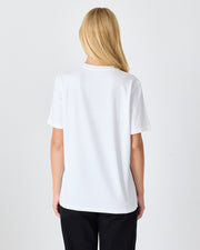 Unisex White Embroidered Standard Fit Crew Neck BCI Certified Cotton T-Shirt-1010101