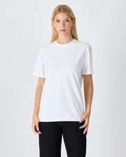 Unisex White Embroidered Standard Fit Crew Neck BCI Certified Cotton T-Shirt-1010101
