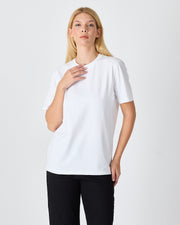 Unisex White Embroidered Standard Fit Crew Neck BCI Certified Cotton T-Shirt-1010101