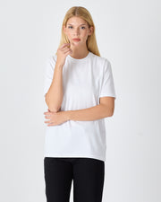 Unisex White Embroidered Standard Fit Crew Neck BCI Certified Cotton T-Shirt-1010101