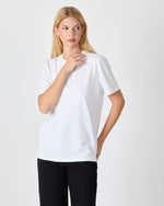 Unisex White Embroidered Standard Fit Crew Neck BCI Certified Cotton T-Shirt-1010101