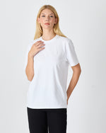 Unisex White Embroidered Standard Fit Crew Neck BCI Certified Cotton T-Shirt-1010101