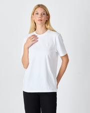 Unisex White Embroidered Standard Fit Crew Neck BCI Certified Cotton T-Shirt-1010101