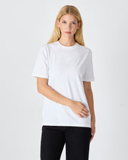 Unisex White Embroidered Standard Fit Crew Neck BCI Certified Cotton T-Shirt-1010101