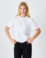Unisex White Embroidered Standard Fit Crew Neck BCI Certified Cotton T-Shirt-1010101