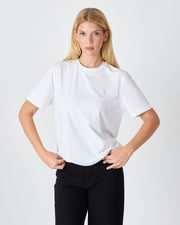 Unisex White Embroidered Standard Fit Crew Neck BCI Certified Cotton T-Shirt-1010101