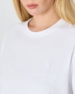 Unisex White Embroidered Standard Fit Crew Neck BCI Certified Cotton T-Shirt-1010101