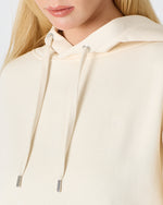 Unisex Ekru Nakışlı Kapüşonlu Organik Pamuk Oversize Sweatshirt