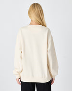 Unisex Ekru Nakışlı Bisiklet Yaka Organik Pamuk Oversize Sweatshirt