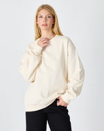Unisex Ekru Nakışlı Bisiklet Yaka Organik Pamuk Oversize Sweatshirt