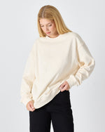 Unisex Ekru Nakışlı Bisiklet Yaka Organik Pamuk Oversize Sweatshirt