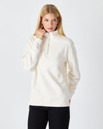 Unisex Ekru Nakışlı Organik Pamuk Yarım Fermuarlı Standart Kalıp Sweatshirt