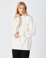 Unisex White Applique Logo Organic Cotton Standard Fit Half-Zip Sweatshirt-1031602