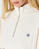 Unisex White Applique Logo Organic Cotton Standard Fit Half-Zip Sweatshirt-1031602