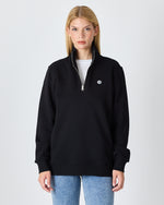 Unisex White Applique Logo Organic Cotton Standard Fit Half-Zip Sweatshirt - 1031603