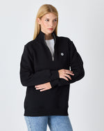 Unisex White Applique Logo Organic Cotton Standard Fit Half-Zip Sweatshirt - 1031603