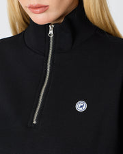 Unisex White Applique Logo Organic Cotton Standard Fit Half-Zip Sweatshirt - 1031603