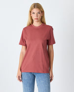 Unisex Gül Kurusu Nakış Standart Kalıp Organik Pamuk Bisiklet Yaka T-Shirt