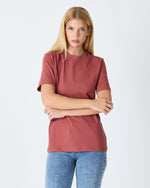 Unisex Gül Kurusu Nakış Standart Kalıp Organik Pamuk Bisiklet Yaka T-Shirt