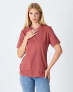 Unisex Gül Kurusu Nakış Standart Kalıp Organik Pamuk Bisiklet Yaka T-Shirt