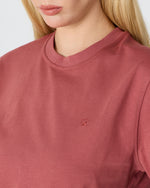 Unisex Gül Kurusu Nakış Standart Kalıp Organik Pamuk Bisiklet Yaka T-Shirt