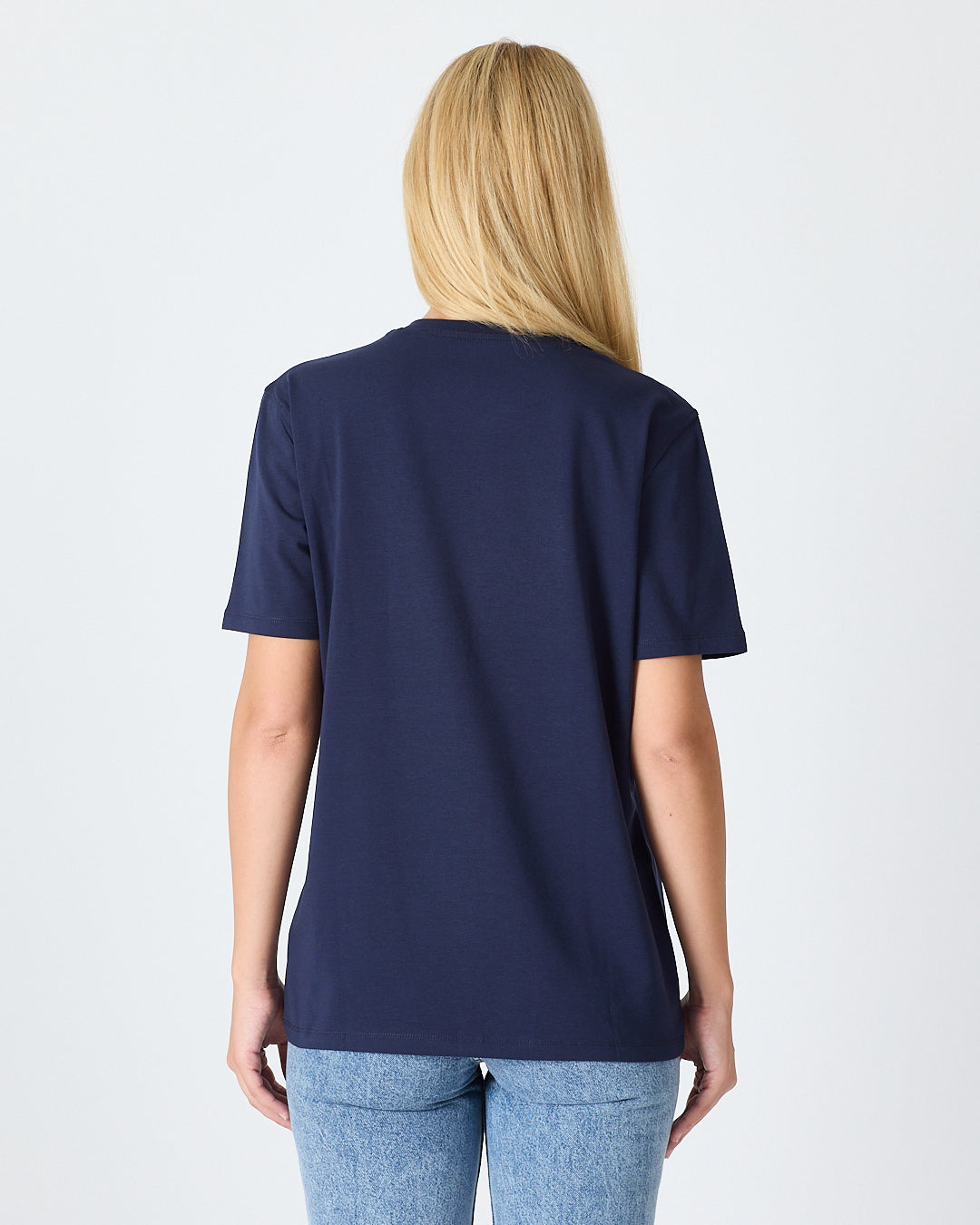 Unisex White Appliqué Logo BCI Certified Cotton Standard Fit Crew Neck T-shirt-10301R04